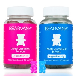 BEARVANA Top & Peach Support Gummies Combo Pack dla kobiet 124; 9 Ekstrakty ziołowe w tym kozieradka, maca & koper 124; Witaminy zasadnicze 124; Berry Flavor 124; 2- Pack (120 Gummies)