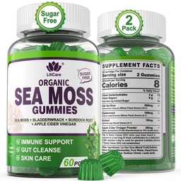 (2 Pack) Sea Moss Gummies - Irish Sea Moss Gummies for Adult & Kids - Advanced Superfood Seamoss Supplement with Organic Bladderwrack & Burdock Root Extract AducV for Daily Immune, Gut Cleanse, Vegan