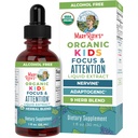 MaryRuth Organic Kids Brain Supplements for Memory and Focus, USDA Organic Drops with Ginkgo Biloba, Rhodiola Root & Licorice Root, Focus & Uwaga, Spokój, Wegan, Non-GMO, Gluten Free, 30 Sług