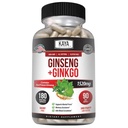 Kaya Naturals Red Panax Ginseng + Ginkgo Biloba - Nootropowe uzupełnienie mózgu - Wsparcie Kognitywne i koncentracyjne - Booster mózgu, Focus i Suplement Pamięci - 180 Kapsułki