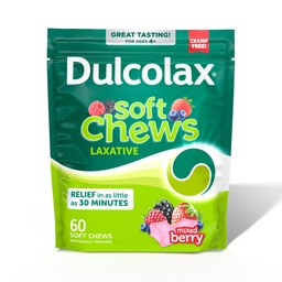 Dulcolax Saline Laxative Soft Chews, Delikatne zaparcia Relief, Mieszany Flavor Berry, Magnezu Hydroxide 1200 mg, 60 Count