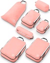 Duży kompresja Pakowanie Kosze dla Travel- Packing Cube Organizatory Bagażniki 7 Zestaw do kontroli bagażu Ultralight, Rozszerzalne / kompresji torby przez TRIPPED Travel Gear (Dusty Rose)