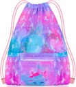 Pashop Drawstring Backpack dla dzieci, Dziewczyny Mesh Beach Bag do pływania, Duży rozmiar siłownia Drawstring Bags Cinch Sack dla dziewcząt (Unicorn)