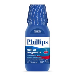 Phillips 'Milk of Magnesia Liquid Laxative, Wild Cherry Flavor, 12 oz, Stimulant & Cramp Free Relief of Ocasional Conservation, # 1 Milk of Magnesia Brand