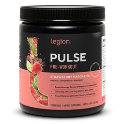LEGION Pulse pre Workout - All Natural Nitric Oxide Precuting Drink to Boost Energy, Creatine Free, Natural Sweetened, Beta Alanine, Citruline, Alpha GPC (Strawberry Margarita)