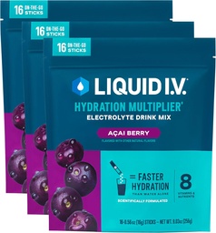 Płynny mnożnik nawodnienia I.V. ® - Acai Berry Nether124; Napoje proszkowe elektrolity Ethernet 124; 3 opakowania (48 Servings)