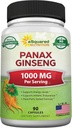 ASquared Nutrition Natural Koreański Panax Ginseng (1000mg Max Siła) -90 Kapsułki ekstrakt korzenny (czerwony i biały), Wysoka dawka żeńsnozydy w nasionach, Azjatycki dodatek do proszku, tabletki dla energii
