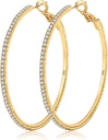MOROTOLE 14K Gold Rhinestone Hoop Earrings - Fashion Thin Big Hoops, Hypoallergenic, 20/30/40/50/60/70mm