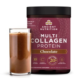 Ancient Nutrition Zhydrolizowany Kolagen Peptydy Proszek z probiotykami, Czekoladowy Multi Kolagen Białko dla kobiet i mężczyzn z witaminą C, 40 Służenia, Wspiera Skóra i paznokcie, Gut Health, 16.65oz