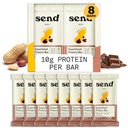 Wyślij Bars Plant-Based Wegan zdrowe proteiny bary, Z zieleni (Peanut Cacao Crunch, 8 Barów) - Tylko prawdziwe składniki, Zero dodawanego cukru, Gluten- Free, Dairy-Free