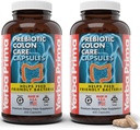 Yerba Prima Prebiotic Colon Care Kapsułki, 400 Czapki (Pack of 2) - Pięć form diety Fiber Supplement - Zdrowe rozpuszczalne i nierozpuszczalne włókna dla regularności i wsparcia pokarmowego
