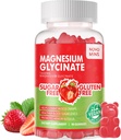 90 CT Glycinate Gummies Magnezu - Suplement potasu bez cukru Magnezu z witaminą D, B6, CoQ10 dla uspokojenia nastrojów i wsparcia snu - 90 Gummeje truskawkowe