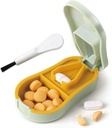 Pigułka Cutter Splitter dla małych i małych pigułek - Pigułka Cutter 1 / 4 - Dokładne cięcia wielu tabletek - Easy Open Snap Button. Odłączam Noslip V- Shaped Pad. Przechowywanie wsteczne (Cyan)