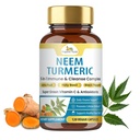 Organiczne kapsułki Veda Neem & Turmeric z Amla Fruit, Tulsi, Święty Basil, ekstrakt Black Pepper - immunologiczny suplement diety - zwiększa zdrową przezroczystą skórę i Cellular Defense - 120 kapsułki Vegan
