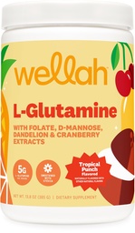 Wellah L- Glutamina proszek Tropical Punch (50 Służenie) - 5g L- Glutamina Per Serving, Sweetened with Stevia
