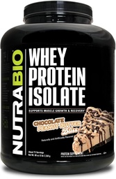 NutraBio 100% Proszek z izolatu białka serwatki, 25g Białko z pełnym profilem aminokwasów, Nie-GMO, Soy & Gluten Free, Niskie węglowodory, Niskie Calorie Białko serwatki, Czekoladowy Masło orzechowe, 5 Lbs