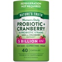 Probiotyki prawdy natury dla kobiet 124; 5 Miliard CFU Daily 124; 40 Kapsułki wegetariańskie 124; z żurawiny 124; Non-GMO & Gluten Free 124; Brak chłodzenia