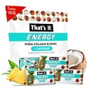 To jest to. Piña Colada Kofeina Mieszanki energetyczne Mini Bary Ananas Kokos (15 Hrabia) Przyjazny alergii, nie-GMO, Gluten Free przekąski
