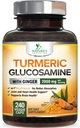 Kurkumina Kurkumina suplement 2000mg - 95% Kurkuminoidy z Glukozaminą, Ginger & MSM, BioPerine Black Pepper dla najlepszej absorpcji, Natural 's Vegan Joint Support, Non-GMO, Butelkowane w USA - 240 Kapsułki