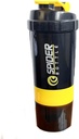 5 W 1 Butelka z shakerem białkowym - Butelka z serii Professional Shaker do shakes protein i przed treningiem siłowni butelki, z proszkiem do przechowywania, toreb do kieliszka, piłka do mieszania, shakes Cup (żółty)