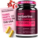 Berberine Supplement 1250mg Pothent kapsułki botaniczne do zarządzania wagą z Bitter Melon i Banaba Leaf - HCl z Barberry Extract- 30 Służenia