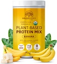 Banan - proszek z białka na bazie roślin, mieszanka białka, proszek z białka z witamin i minerałów, 20 g białka, & Kompletny profil aminokwasów, proszek z białka wegańskiego