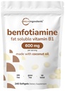 Micro Składniki Witamina B1 Benfotiamina 600mg Na Podawanie, 240 Softgels oleju kokosowego 124; Biodostępny suplement witamin B, Przekonwertowany na Aktywne Tiaminy 124; Non-GMO, Soy Free