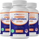 Witamiczna melatonina 20 mg tabletki 124; wegetariańskie, nie- GMO, gluten wolny od glutenu 124; wysoka moc 20 MG tabletki 124; naturalny aromat jagodowy (1 / 2 tabletki = melatonina 10 mg) (120 procent (opakowanie po 3))