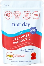 Pierwszy dzień Gut Gummie Tribiotic Gut - 3- in-1 Prebiotyczne, Probiotyczne i Postbiotic Suplement - Pomaga trawienne, Skóra, Oral & Immune Health, Wchłanianie i wzrost odżywczy - 30- Day Supply