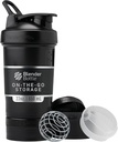 BlenderBottle Shaker Butelka z Pill Organizer and Storage for Protein Powder, Classic V2 ProStak System, 22- Ounce, Midnight Black