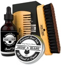 Beard Brush, Beard Comb, Beard Oil, & Beard Balm zestaw do pielęgnacji twarzy dla mężczyzn, Travel Facial Hair Set for Growth, Styling, Shine & Softness, Wielkie prezenty dla niego