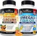Potrójne siły Omega 3 Softgels oleju rybnego (1 miesiąc dostaw) Plus kurkumina kurkumina z Black Pepper Extract 1500mg Complex (Rozmiar próby)