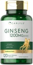 Carlyle Ginseng Extract Supplement Agregat 124; 120 Kapsułki Agregat 124; 1200mg Agregat 124; Tabletki dla mężczyzn i kobiet 124; Nie-GMO i Gluten Free