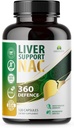 Wsparcie dla wątroby NAC 360 Kapsułki obronne - Detox wątroby z NAC, Ostrze mleka, Korzeń Dandelion, Turmeric, Cholina, Cynk i Chanca Piedra - Promotes Liver Health and Cellular Protection - 120 Kapsułki