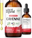 Wild & Organic Cayenne Pepper Tincture - Capsaicin Supplements for Digestive Support - Cayenne Pepper Extract Liquid - Vegan, Alcohol- Free Drops - 2 fl oz