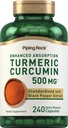 Piping Rock kurkumina suplement 500 mg Bis 124; 240 Kapsułki 124; z Black Pepper 124; Znormalizowany złożony ekstrakt 124; Non- GMO, Gluten Free