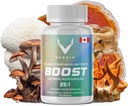 Boost Adaptogenetic Mushroom Blend 124; 60 Służenia, Wysoka potencja 25: 1 Wyciąg 124; Maitake, Shiitake, Reishi, Cordyceps, Lwie 's Mane - Wspiera Redukcja stresu, Wzmocniona Endurance & Energy - 60 Vegan Caps