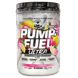 PMD Sports Pump Fuel Ultra Insanity - Premium Pre Workout Proszek & Pompa mięśniowa, Greater Focus, Endurance & Recovery, Premium Creaine, Arginina & Beta Alanine - Różowa Lemoniada (30 Służenie)