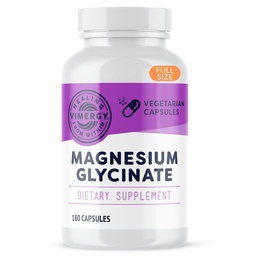Vimergy Magnezu Glycinate - Wsparcie Stresu - Chelated to Avoid Tummy Upset * - Promotes Heart Health & Energy * - Kosher, Vegan Gluten- Free - 180 Czapki