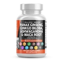Czyste Nutraceuticals Panax Ginseng Ginkgo Biloba Ashwagandha Maca Root - Focus Supplement Pills for Women and Men with Pine Bark Extract, Czosnek i Saw Palmetto - 60 Caps