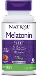 Natrol Melatonina Sen Maksymalna moc szybki rozpuścić smak truskawki 10 mg 60 tabletek (Opakowanie 2)