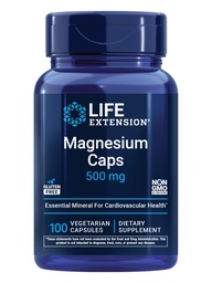 Przedłużenie życia Magnezu Czapki, 500 mg, Magnezu tlenek, Cytrate i Sukcynat, Heart Health, Zdrowe kości, Wsparcie metabolizmu, 100 Kapsułki wegetariańskie