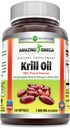 Niesamowite Omega Krill Oil z Omega 3 s EPA, DHA, fosfolipidów i Astaksantyny 1000 Mg na serwowanie 120 Softgels Supplement Supplement