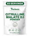 Wypoczynek L- Citrulline Proszek 250g, Premium Citrulline 2: 1 Suplement jabłkowy do wydajności i energii, Wstępny trening Citrulline Proszek jabłkowy - Wzmocnienie pomp mięśniowych i odzysku - 83 Sługi