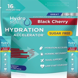 Elektrolity w proszku Wolne od cukru Pakiety nawadniające Black Cherry HydroMATE 16 Sticks