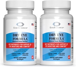 EyeScience - Dry Eye Formula - 90 Softgels - for Relief, Omega-3, Vitamin E, C & B6, Magnez - Tear Production & Lasting Comfort - 2 Pack
