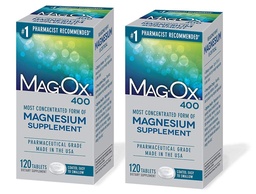 Mag- Ox 400 Magnezu Suplement diety Mineralnej tabletki, 483 mg tlenku magnezu, stopień farmaceutyczny, 120 Liczba, (Opakowanie po 2)