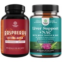 Bundle of Blend of Raspberry Ketones, Green Tea Extract and African Mango Potent Ingredients to Speed Up Weight Loss, Suppress Appetite & Burn Fat and Liver Support Supplement with NAC - Herbal Liver