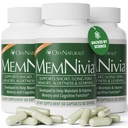 MemNivia Brain Supplements for Memory & Focus Remory 124; Dual- Sage Stem Cell Formula z Cognivia ®, Bacopa, Święty Basil & Ginger Remote 124; Clinically Proven Mental Clarity Support 124; 180 Kapsułki (3 butelki)