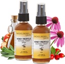 Mickelberry Gardens Honey Propolis Throat Spray - Soothing Sore Throat Relief & Propolis Immune Support dla dorosłych i dzieci - Herbal & Honey Formula (2 oz, 2 Pack)